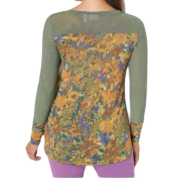 🔥SALE🔥LOGO LAYERS BY LORI GOLDSTEIN SHEER MESH LONG SLEEVE PRINT TOP SZ L - Picture 3 of 12